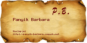 Panyik Barbara névjegykártya